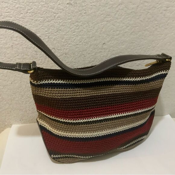 THE SAK Multi-Color Stripe Crochet Short Shoulder Handbag NWOT - Picture 3 of 11